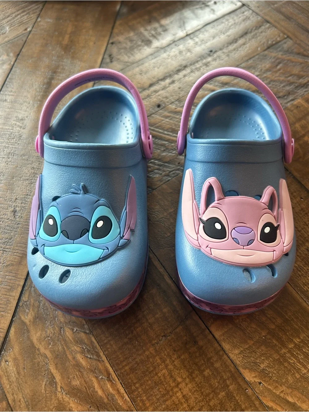 Kids Blue and Pink Character Clog Sandals with Adjustable Heel Strap